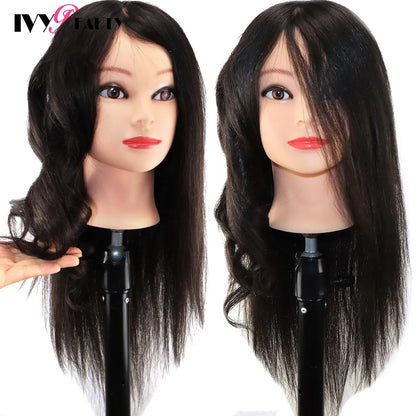 Practice Hair Mannequin - 100% Human Hair