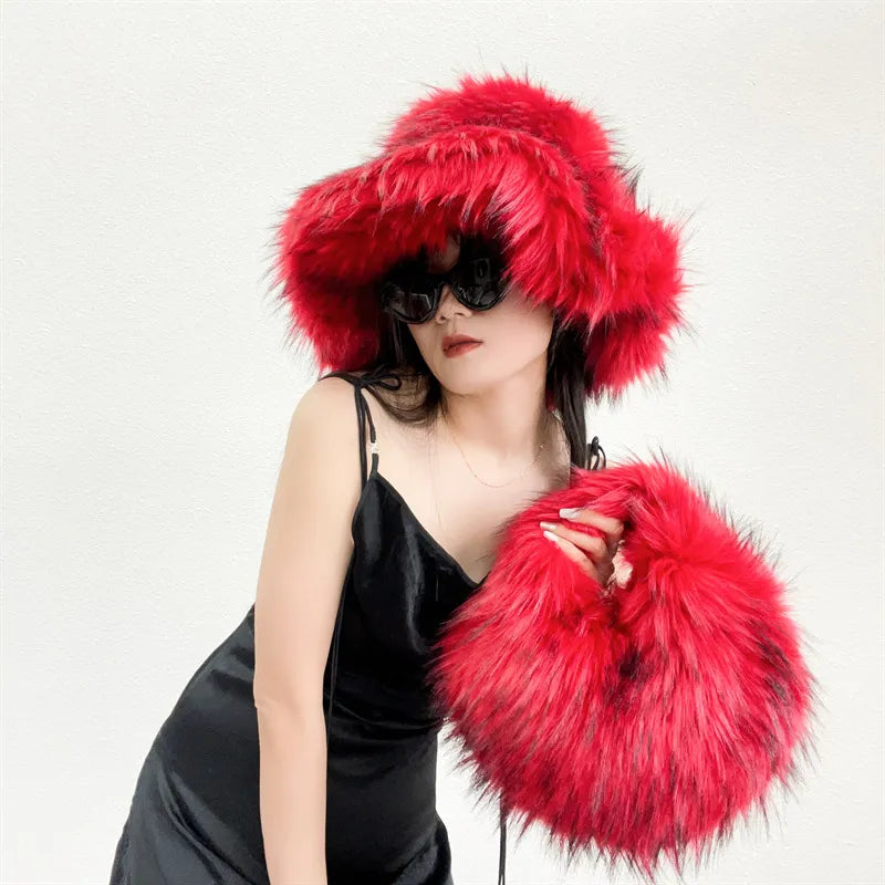 Faux Fur Handbag & Hat