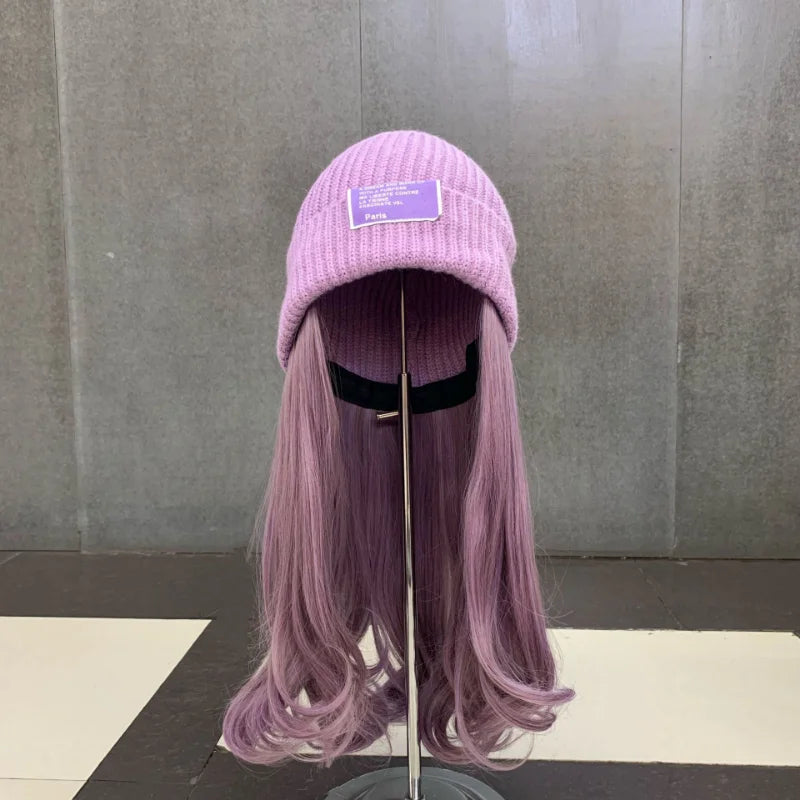 Wavy Wig Beanies - Synthetic